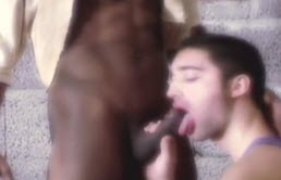 Anal and oral threesome sex scene with horny guys